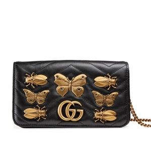 Gucci LIMITED EDITION insect collect black chain purse